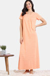 Zivame Pixel Play Knit Cotton Full Length Nightdress - Mock Orange — thumbnail 2